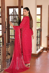 Rang E Khas By Fatima Nehal Stitched 3 Piece Luxury Chiffon Suit-FN-REK-01-Red