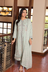 Rang E Khas By Fatima Nehal Stitched 3 Piece Luxury Chiffon Suit-FN-REK-04-Off White