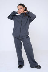 Winter Women Core By Suitsu Stitched Western Suit-Charcoal Zip Comfort Set