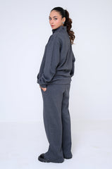 Winter Women Core By Suitsu Stitched Western Suit-Charcoal Zip Comfort Set