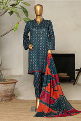 Bin Saeed Stitched 3 Piece Exclusive Printed Lawn Vol-08 Suit-NSM-2216-Teal