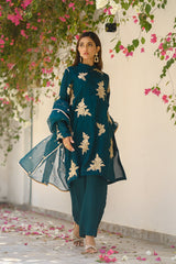 Sprinkles Stitched 3 Piece Formals Luxury Festive Women Collection'2025-Teal Temptation 3pcs- Embroidered
