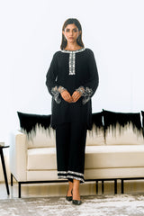 Sprinkles Stitched 2 Piece Summer Co Ord Sets Women Collection'2025-Noir Elegance - 2pcs - Embroidered