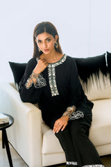 Sprinkles Stitched 2 Piece Summer Co Ord Sets Women Collection'2025-Noir Elegance - 2pcs - Embroidered