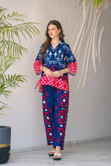 Sprinkles Stitched 2 Piece Summer Co Ord Sets Women Collection'2025-Sapphire