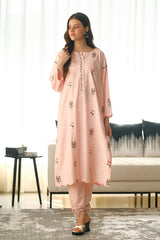 Sprinkles Stitched 2 Piece Summer Co Ord Sets Women Collection'2025-Pastel Bloom - 2pcs - Embroidered