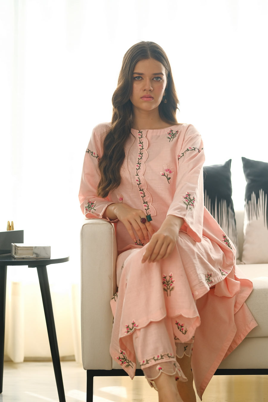 Sprinkles Stitched 2 Piece Summer Co Ord Sets Women Collection'2025-Pastel Bloom - 2pcs - Embroidered
