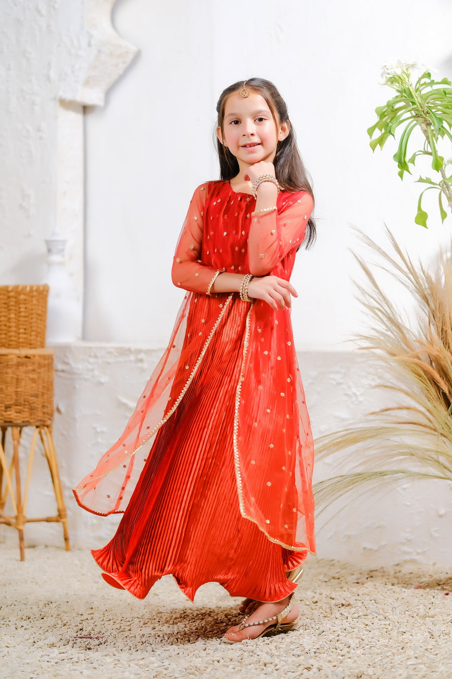 Sprinkles Stitched 1 Piece Formals Shirts Kids Collection'2025-Amber Radiance - 1pc - Embelished