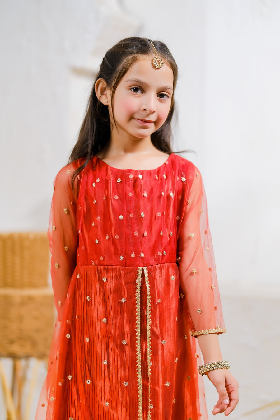Sprinkles Stitched 1 Piece Formals Shirts Kids Collection'2025-Amber Radiance - 1pc - Embelished