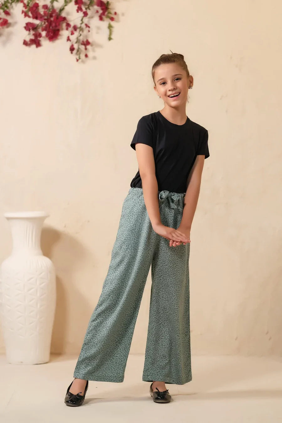 Sprinkles Stitched 1 Piece Summer Bottoms Kids Collection'2025-Frenchy Ditsy Floral Print Wide Leg Trouser