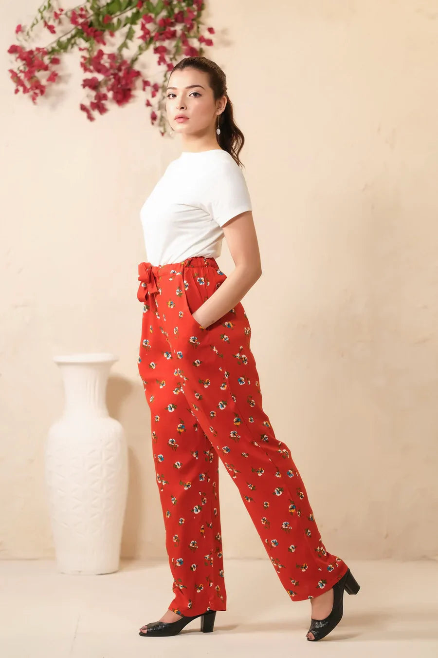 Sprinkles Stitched 1 Piece Summer Bottoms Kids Collection'2025-Mod Floral Print Wide Leg Trouser