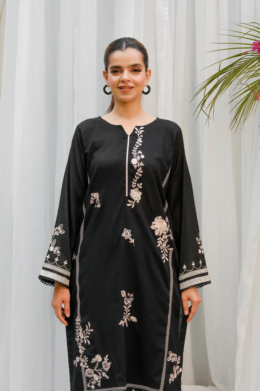 Dhaga Stitched 2 Piece Co Ords Summer Collection'2025-Black Embroidered