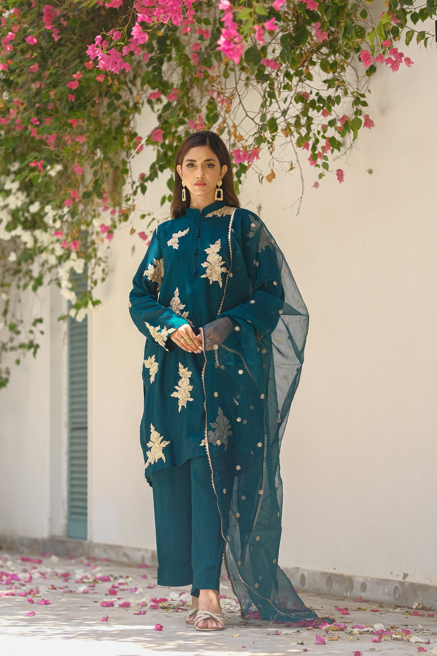 Sprinkles Stitched 3 Piece Formals Luxury Festive Women Collection'2025-Teal Temptation 3pcs- Embroidered
