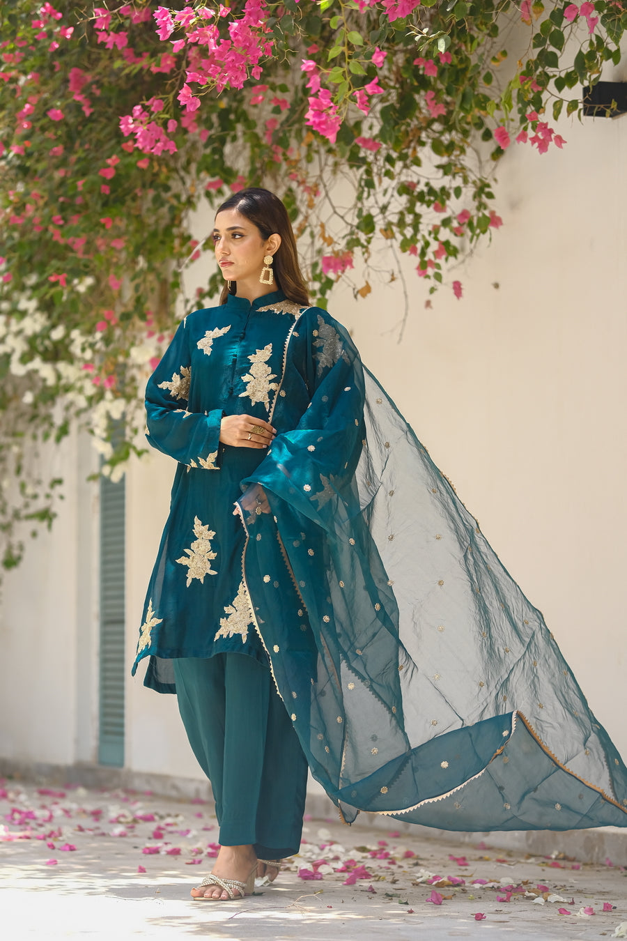 Sprinkles Stitched 3 Piece Formals Luxury Festive Women Collection'2025-Teal Temptation 3pcs- Embroidered