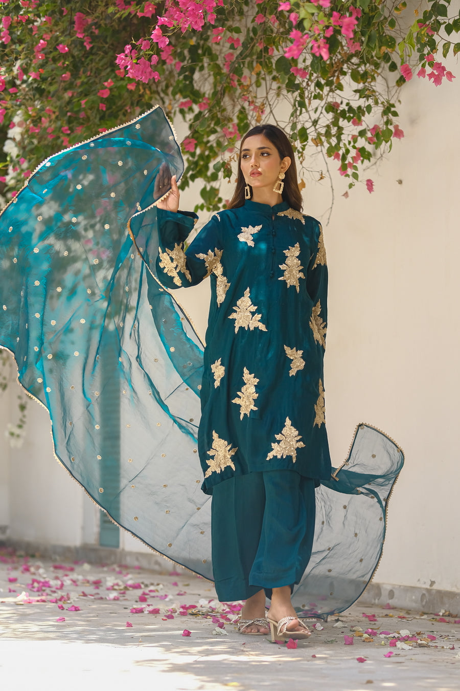 Sprinkles Stitched 3 Piece Formals Luxury Festive Women Collection'2025-Teal Temptation 3pcs- Embroidered