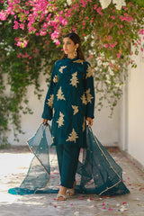 Sprinkles Stitched 3 Piece Formals Luxury Festive Women Collection'2025-Teal Temptation 3pcs- Embroidered