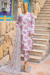 Floral Vibes By Hz Unstitched 3 Piece Raw Silk Suit-FVRS-02