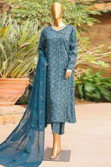 Floral Vibes By Hz Unstitched 3 Piece Raw Silk Suit-FVRS-04