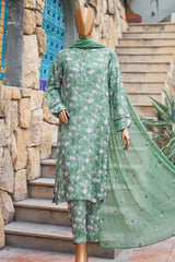 Floral Vibes By Hz Unstitched 3 Piece Raw Silk Suit-FVRS-08