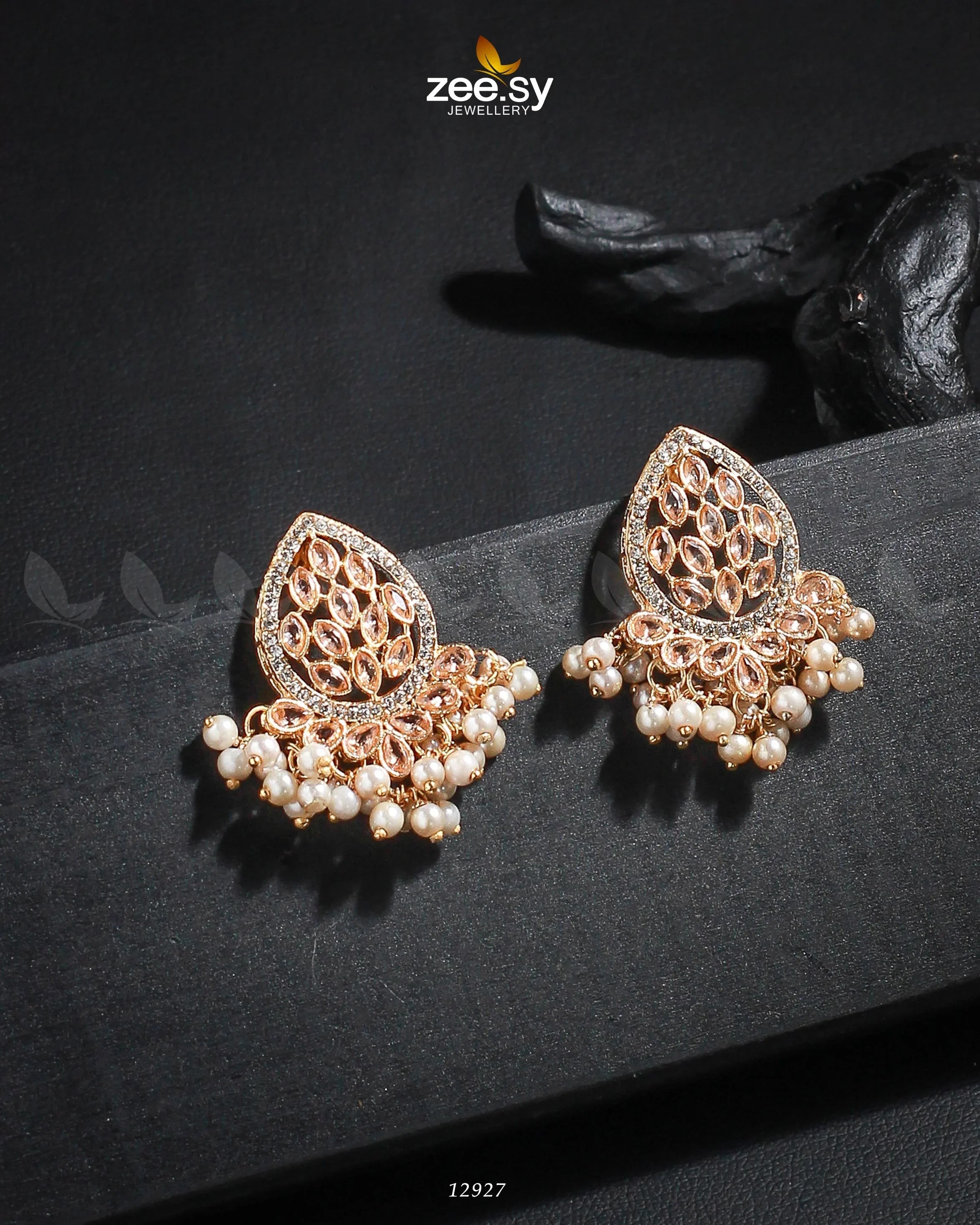 Faisha Earrings Golden Champagne - Zeesy Jewellery