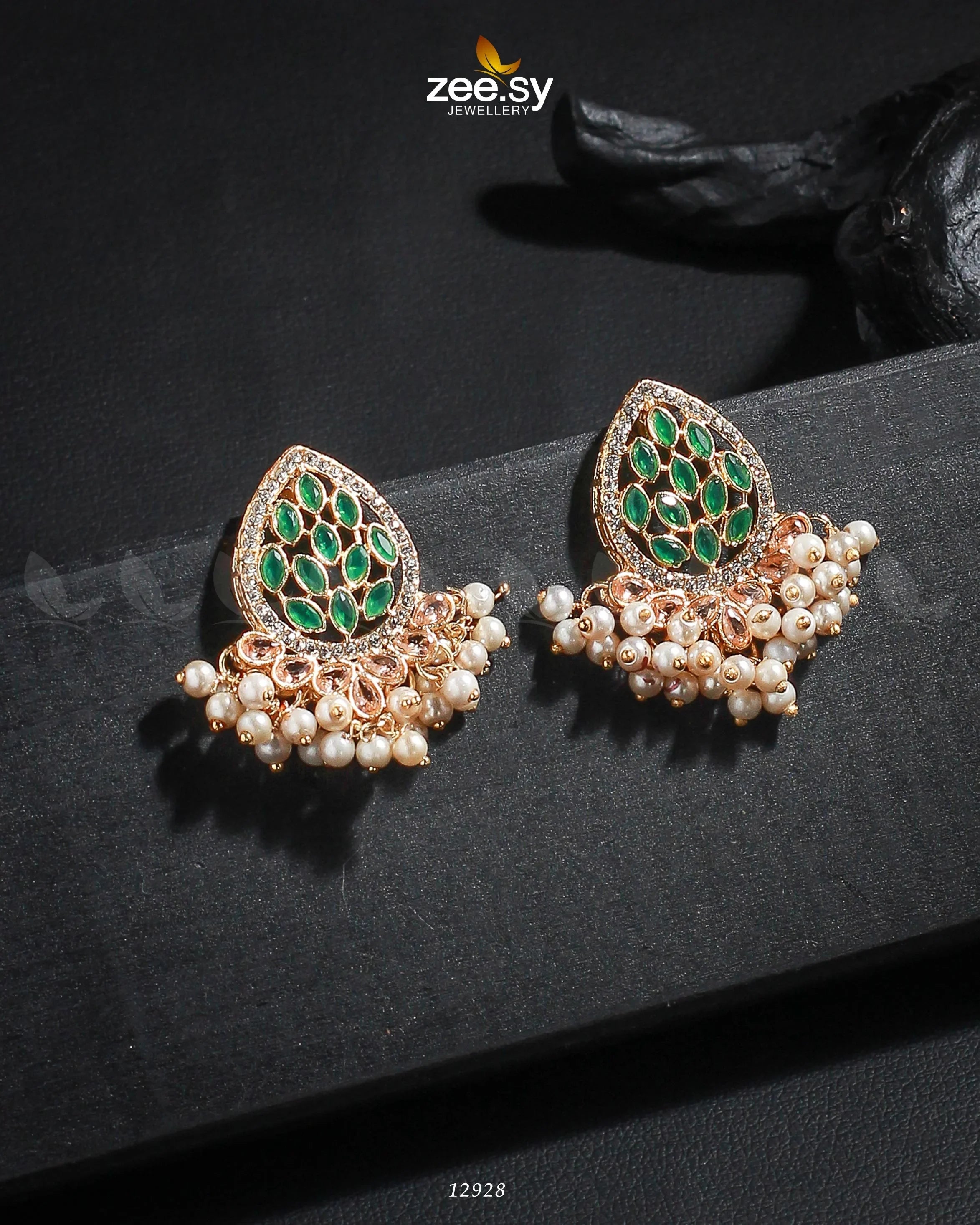 Faisha Earrings Golden Green - Zeesy Jewellery