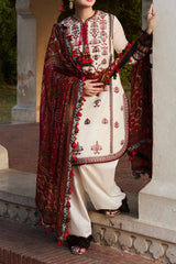 SS Lawn By Hussain Rehar Unstitched 3 Piece Emb Lawn Suit-Fawn