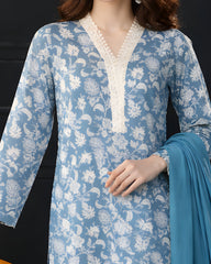 Ayla Studio Stitched 3 Piece Luxe Eid Jacquard Festive Lawn Suit-Feroza Gul
