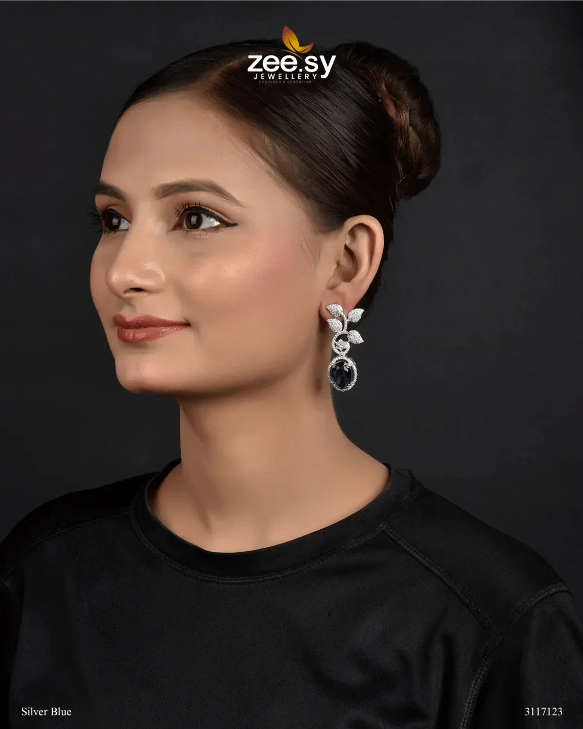 Fiorenza Earrings Silver Blue - Zeesy Jewellery