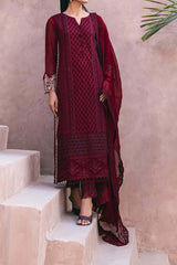 Azure Ensembles 3 Piece Unstitched Festive Formals Suit-AS-116-Fire Lily