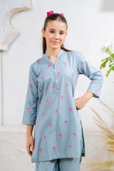 Sprinkles Stitched 2 Piece Summer Co Ord Sets Kids Collection'2025-Flamingo Fun - 2pcs - Embroidered