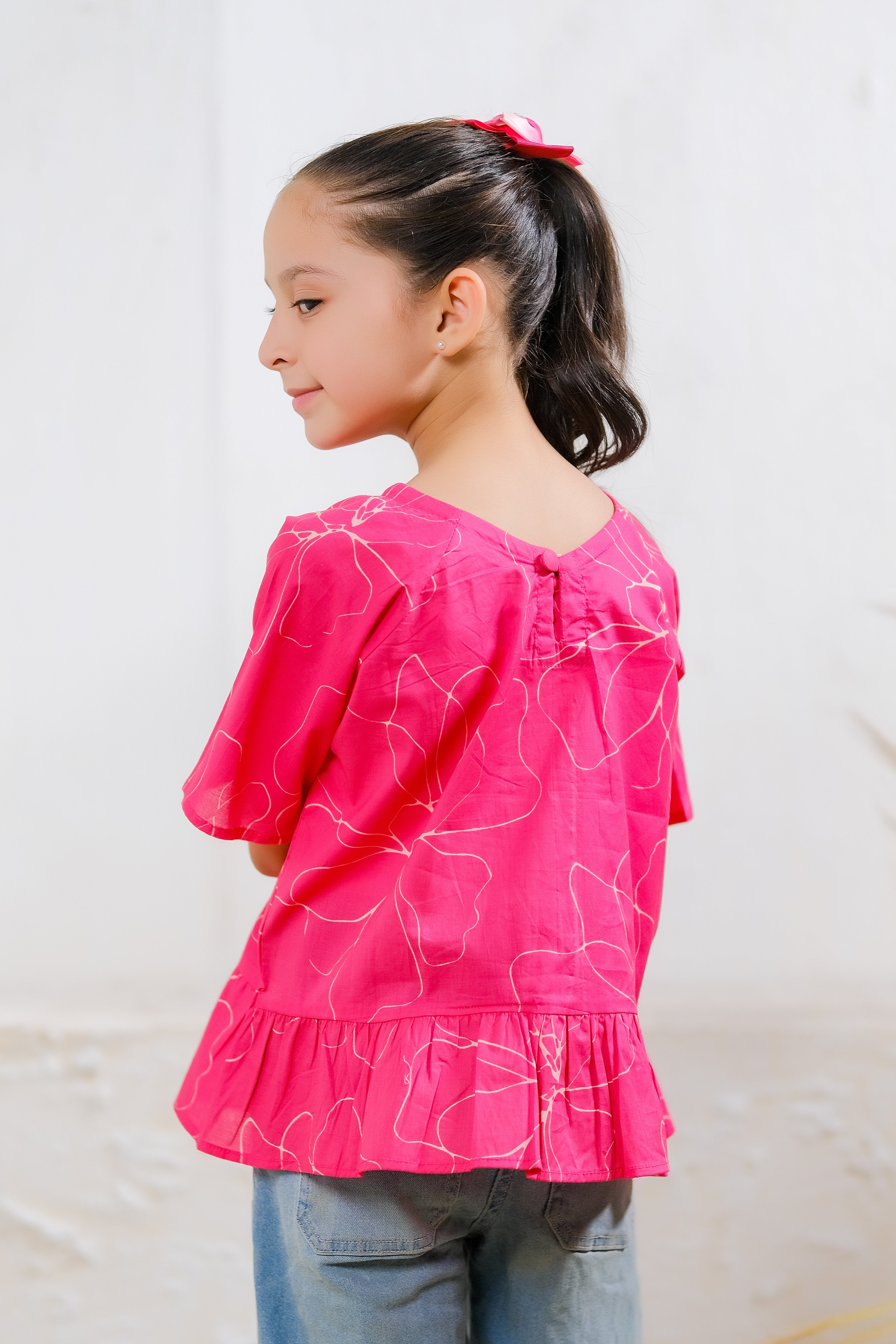 Sprinkles Stitched 1 Piece Summer Shirts Kids Collection'2025-Floral Burst Pink Top