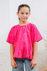 Sprinkles Stitched 1 Piece Summer Shirts Kids Collection'2025-Floral Burst Pink Top