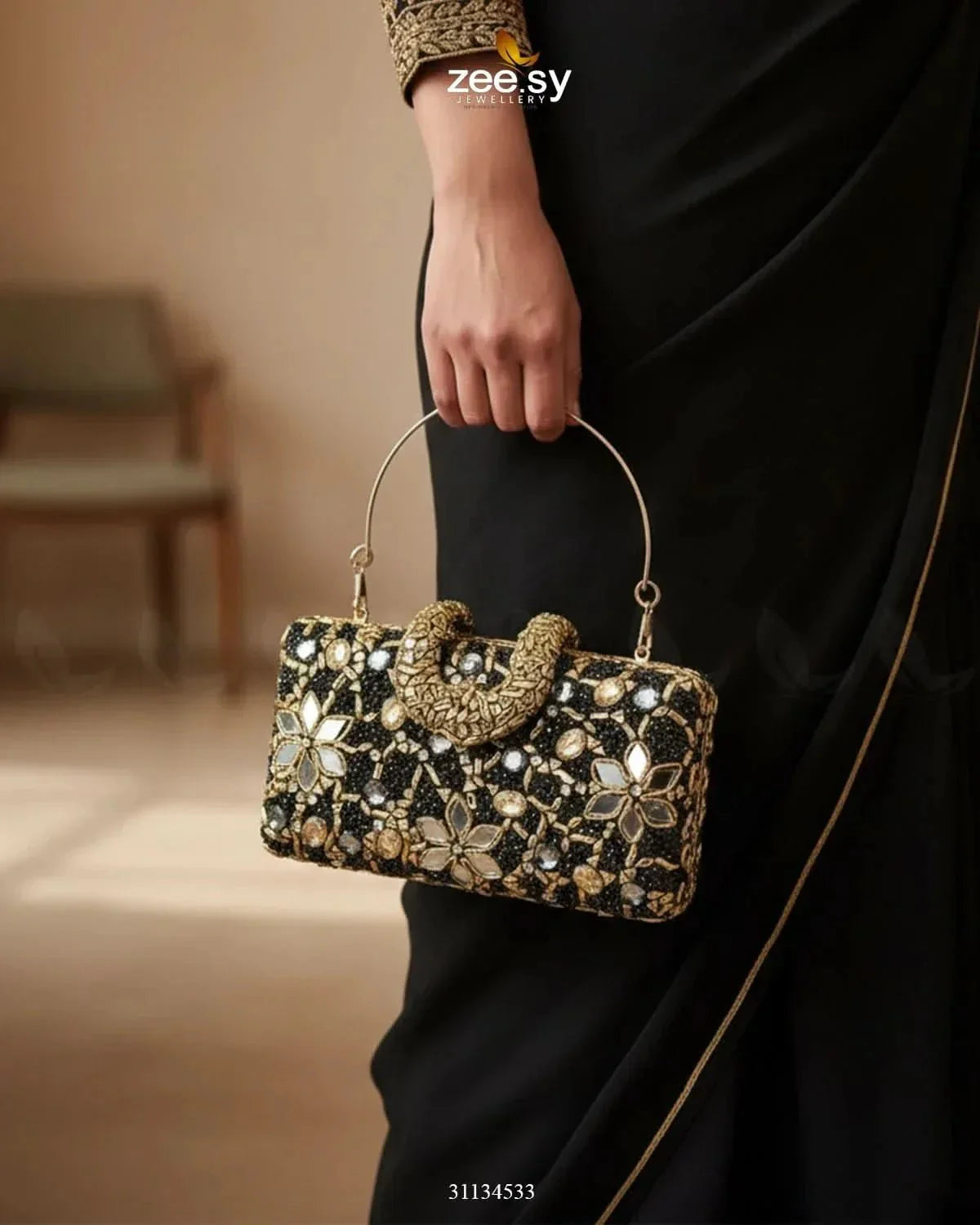 Floral Crystal Cocktail Clutch Bag