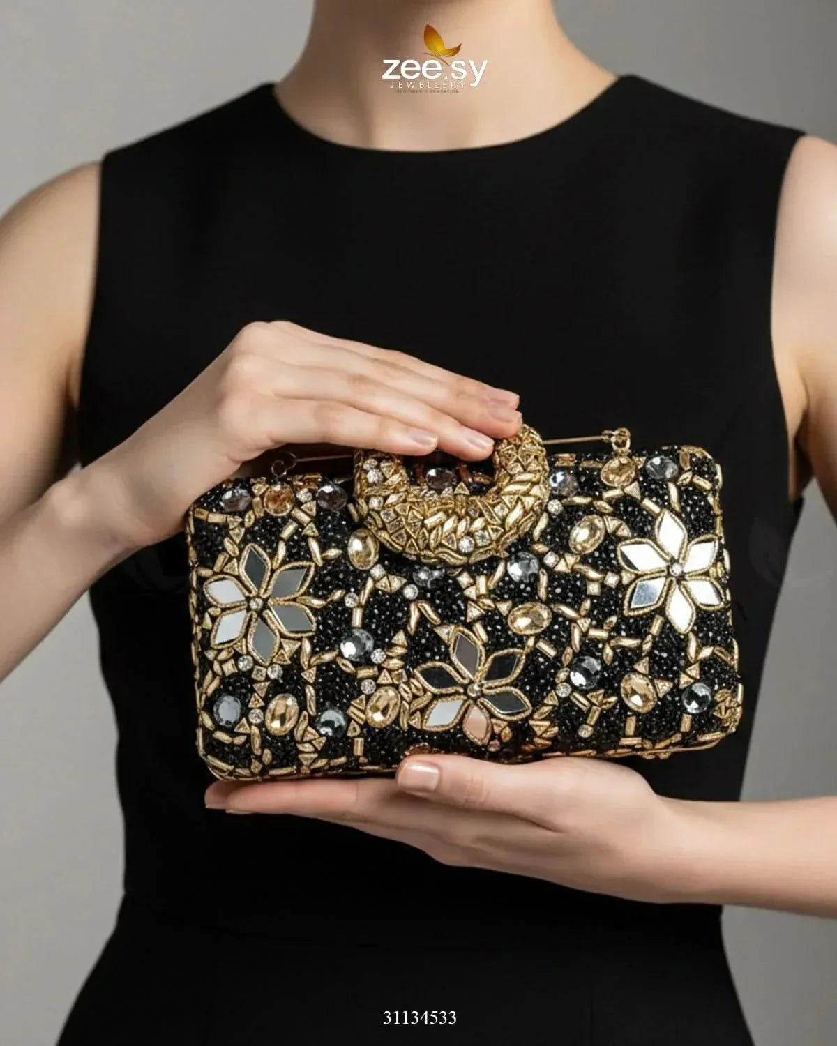 Floral Crystal Cocktail Clutch Bag