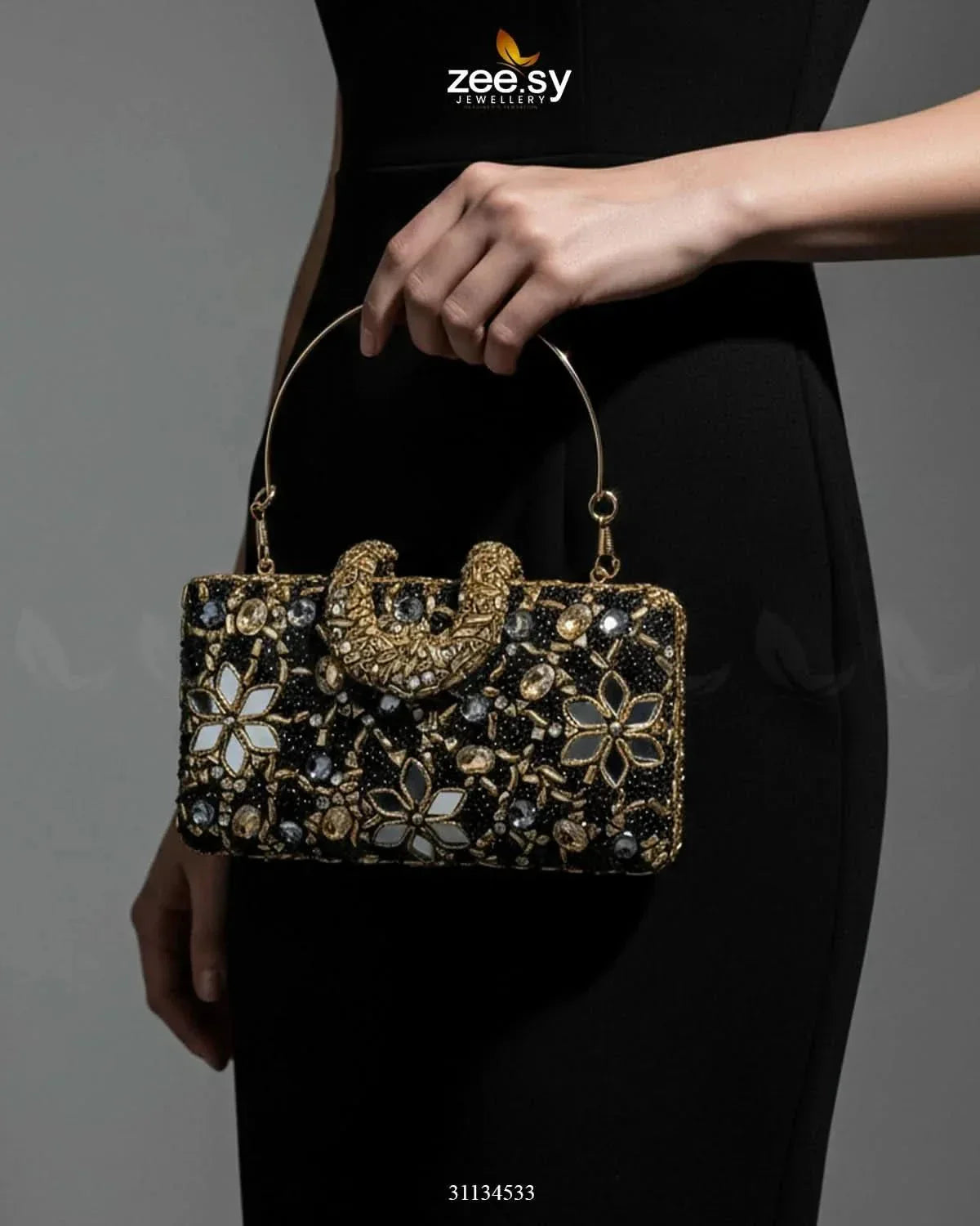 Floral Crystal Cocktail Clutch Bag