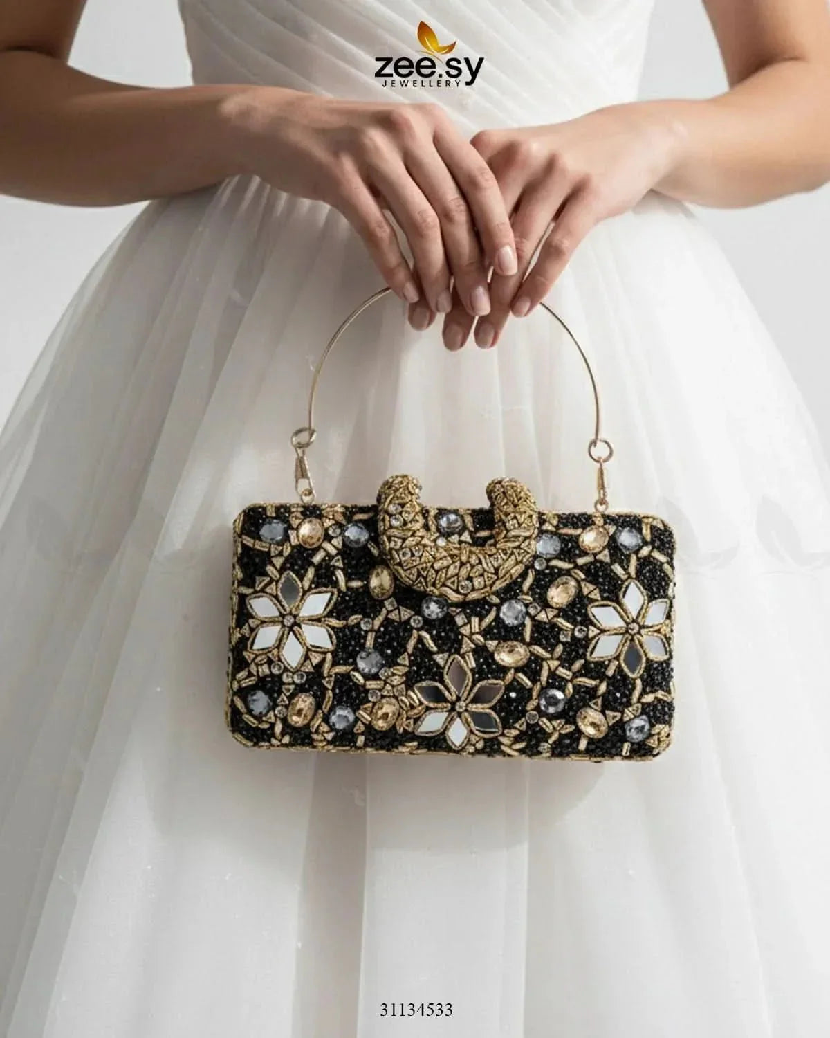Floral Crystal Cocktail Clutch Bag