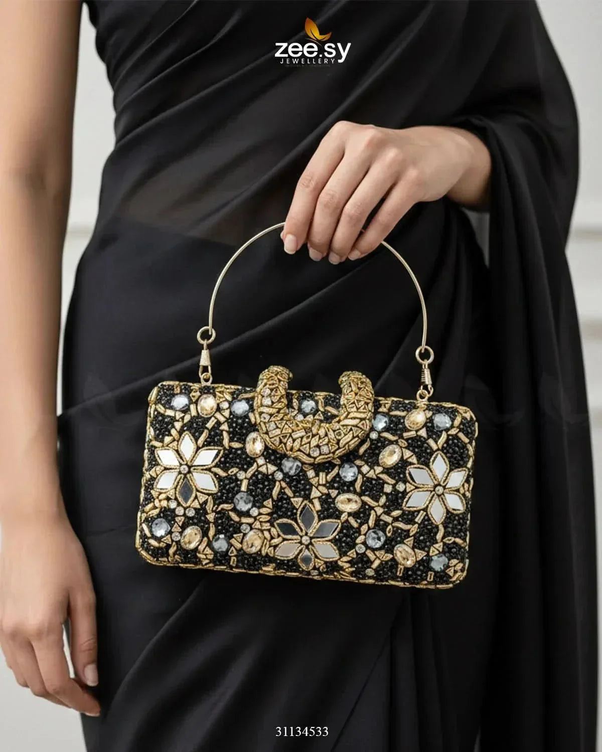 Floral Crystal Cocktail Clutch Bag