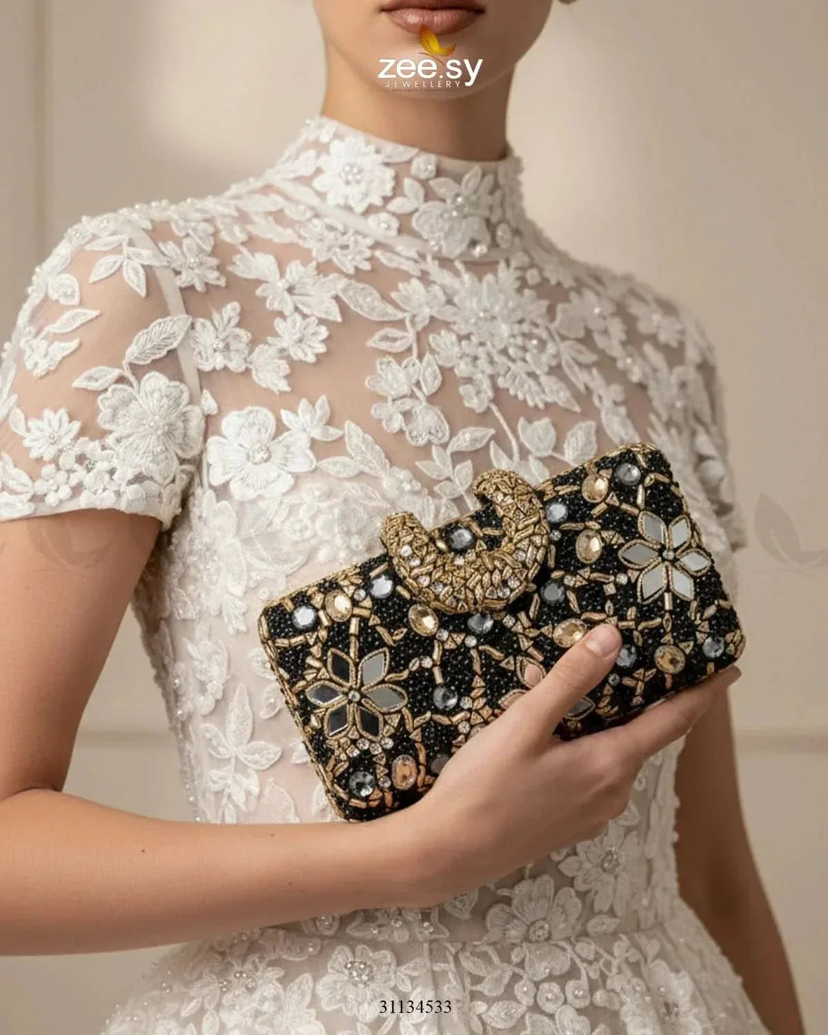 Floral Crystal Cocktail Clutch Bag
