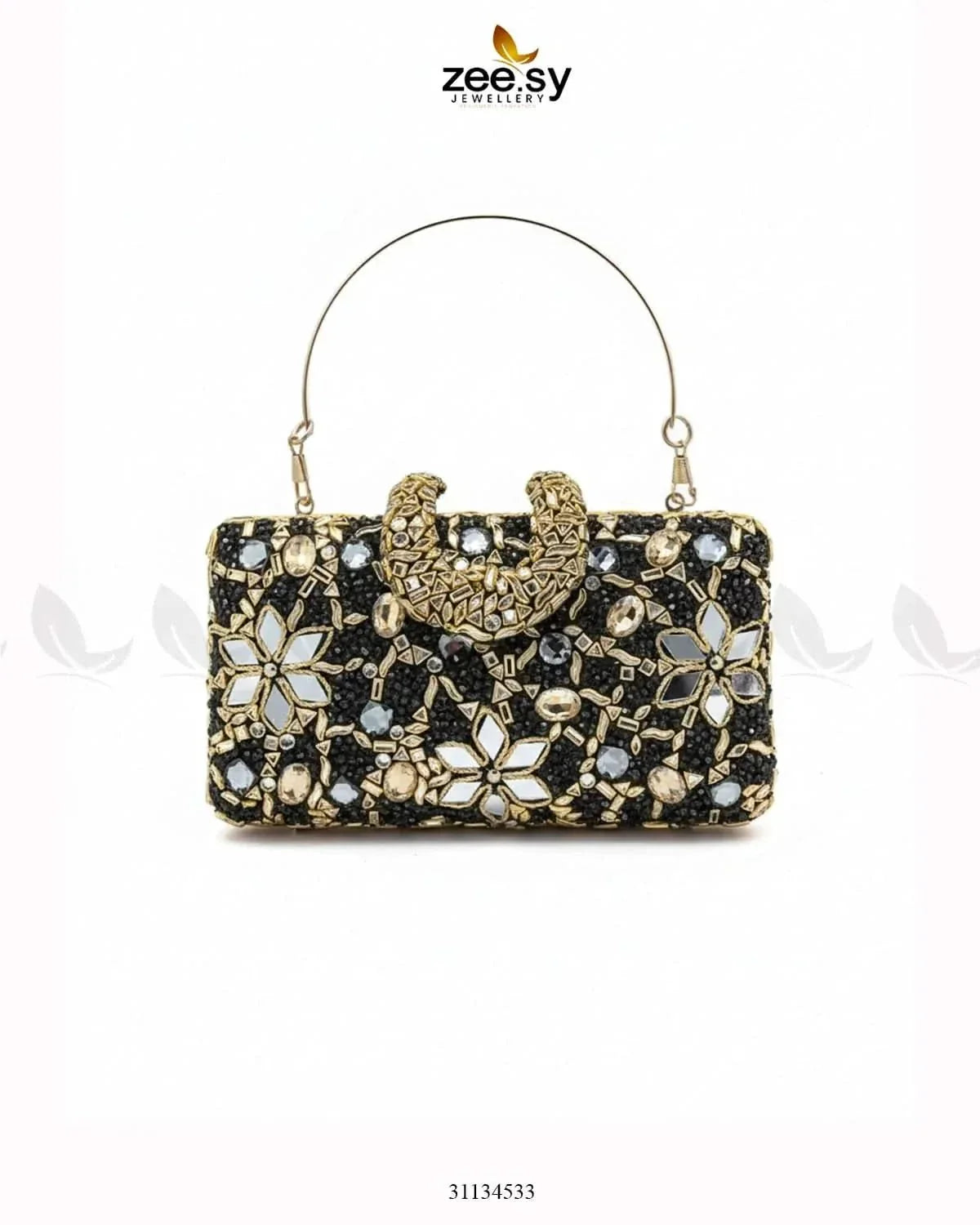 Floral Crystal Cocktail Clutch Bag