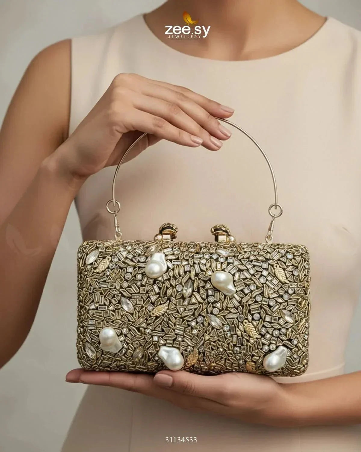 Floral Crystal Cocktail Clutch Bag