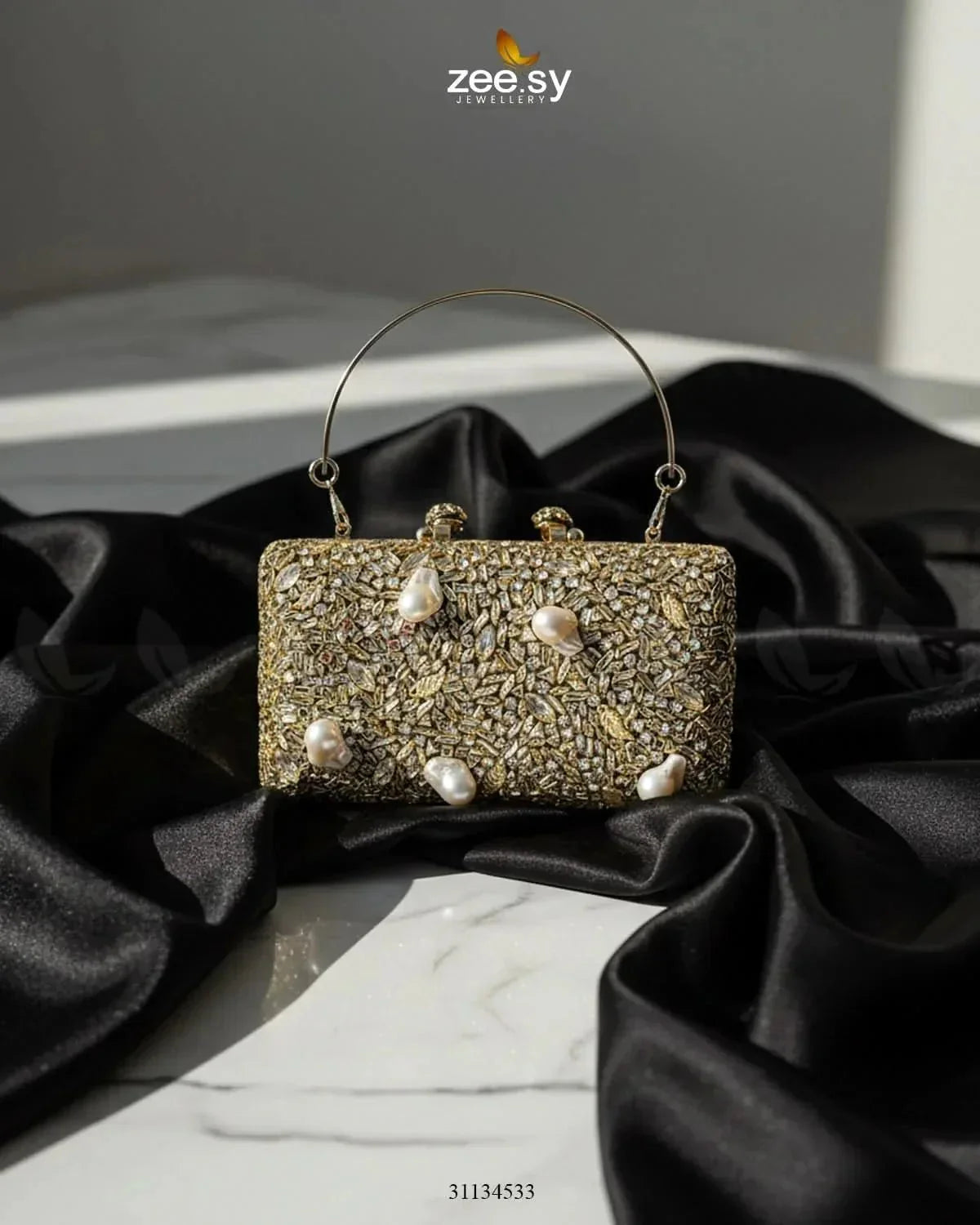 Floral Crystal Cocktail Clutch Bag