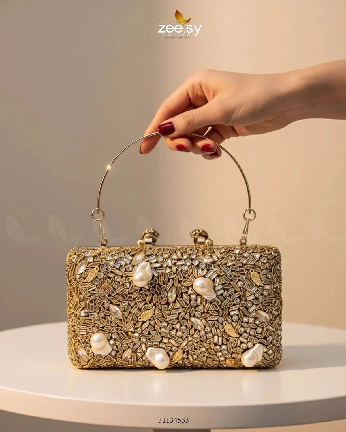Floral Crystal Cocktail Clutch Bag