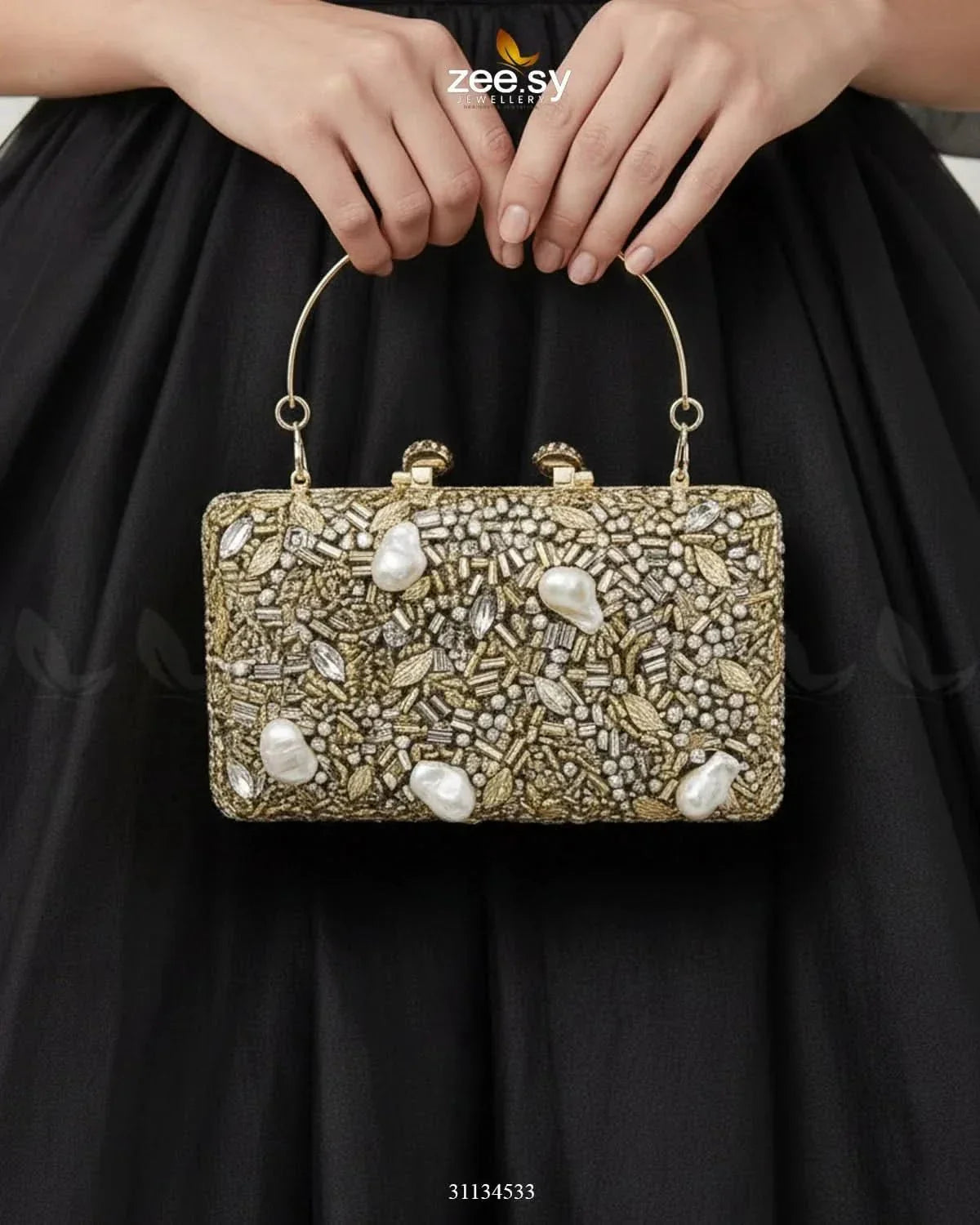 Floral Crystal Cocktail Clutch Bag