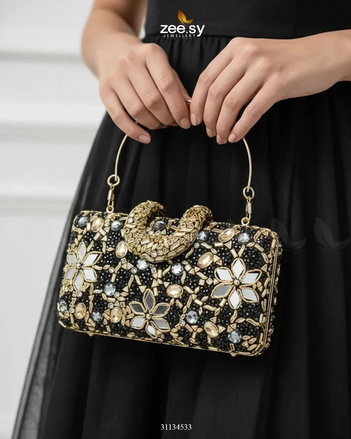 Floral Crystal Cocktail Clutch Bag