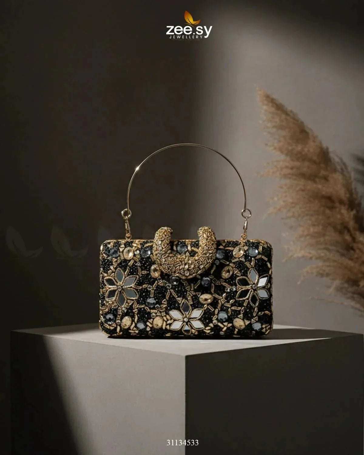 Floral Crystal Cocktail Clutch Bag