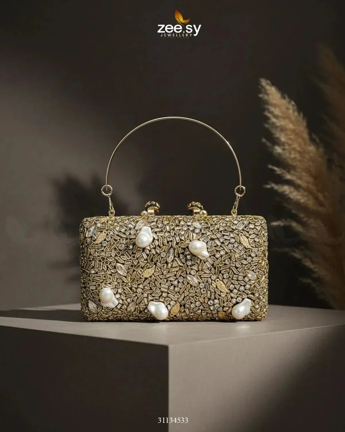 Floral Crystal Cocktail Clutch Bag