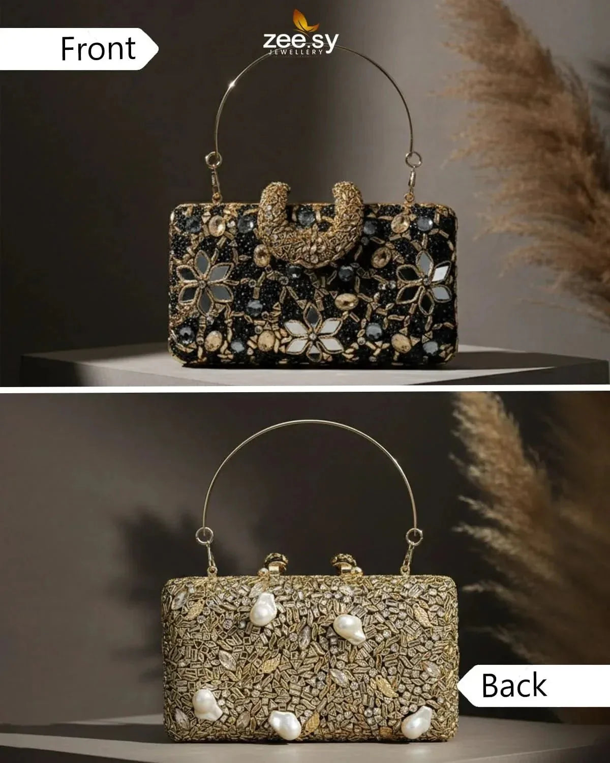 Floral Crystal Cocktail Clutch Bag