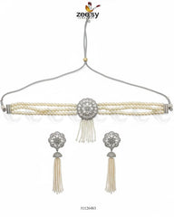 Floral Pearl Beaded Choker Set - Zeesy Jewellery