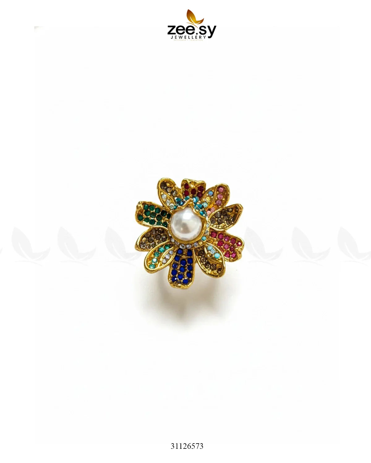 Floral Art Cluster Pave Ring - Zeesy Jewellery