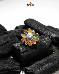 Floral Art Cluster Pave Ring - Zeesy Jewellery